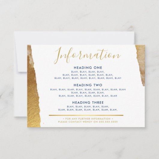 INFORMATIE BEHUIZING moderne luxe verguld goud bla Bedankkaart (Voorkant)