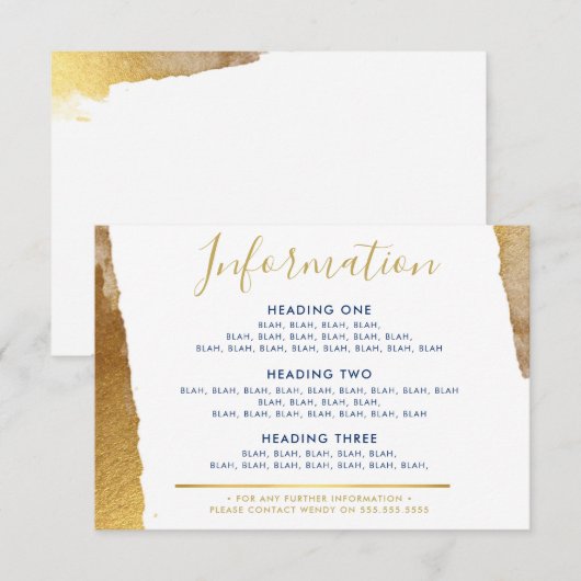 INFORMATIE BEHUIZING moderne luxe verguld goud bla Bedankkaart (Voorkant / Achterkant)