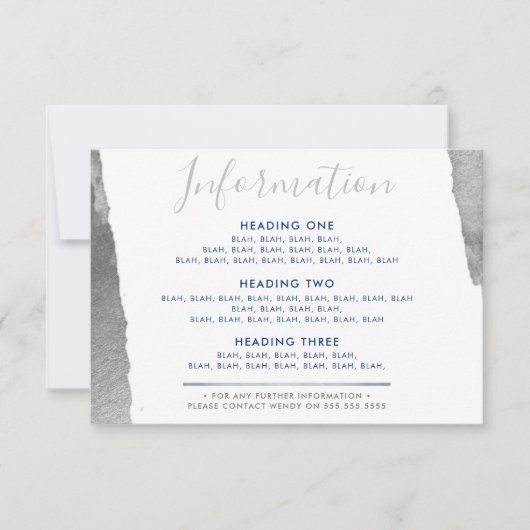 INFORMATIE BEHUIZING moderne luxe verguld zilver Bedankkaart (Voorkant)