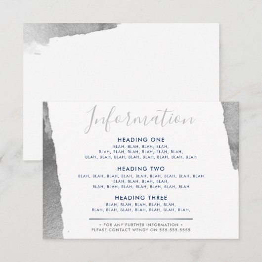 INFORMATIE BEHUIZING moderne luxe verguld zilver Bedankkaart (Voorkant / Achterkant)