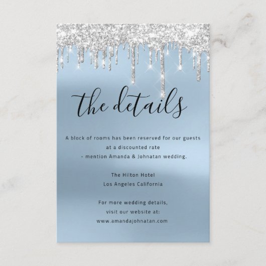 Informatie Enclosure Kaart Trouwdetails Blauw (Voorkant)