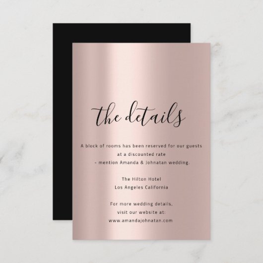 Informatie Enclosure Kaart Trouwdetails Roos (Voorkant / Achterkant)