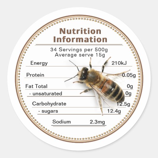 Informatie-etiket Mini AU Honey Nutrition Ronde Sticker (Voorkant)