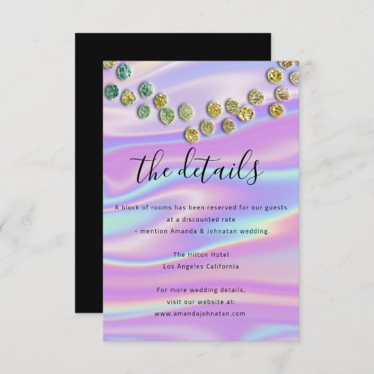 Informatie Holografische Behuizing Kaart Bruiloft (Voorkant / Achterkant)