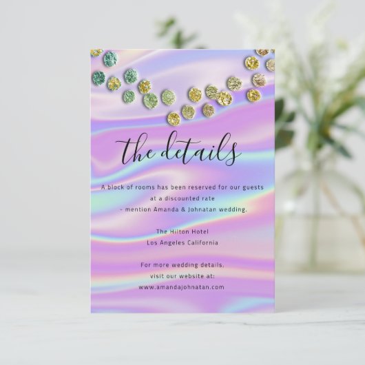 Informatie Holografische Behuizing Kaart Bruiloft (Staand voorkant)