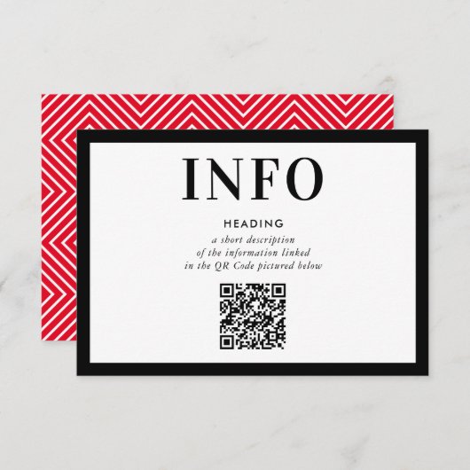 INFORMATIE INSERT eenvoudige moderne zwarte QR Cod Kaart (Voorkant / Achterkant)