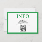 INFORMATIE INSERT moderne Kelly groene QR-code Kaart (Voorkant)