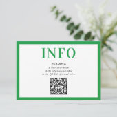 INFORMATIE INSERT moderne Kelly groene QR-code Kaart (Staand voorkant)