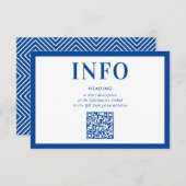 INFORMATIE INSERT moderne koningsblauwe QR-code Kaart (Voorkant / Achterkant)