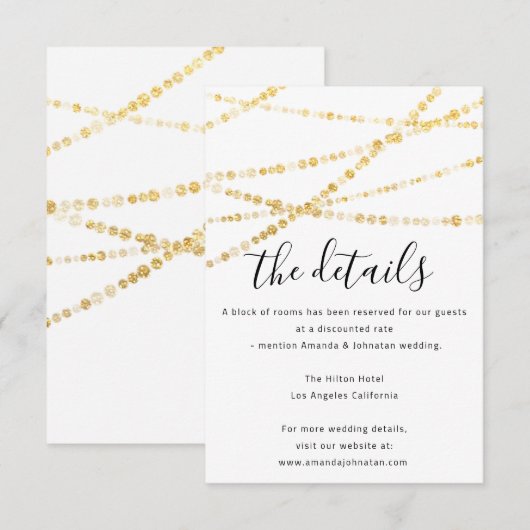 Informatie Kaart bruiloft details Gold (Voorkant / Achterkant)