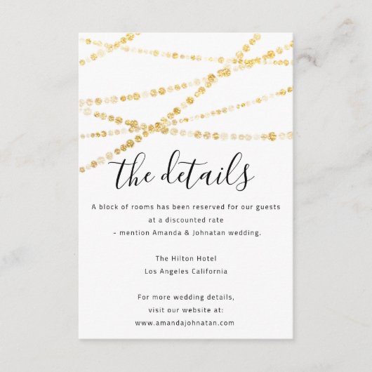 Informatie Kaart bruiloft details Gold (Voorkant)