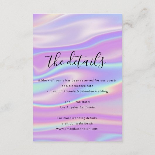 Informatie Kaart bruiloft Holographic (Voorkant)