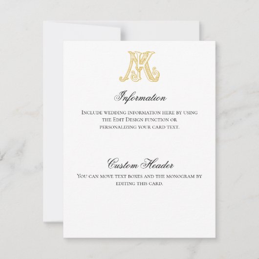 Informatie Kaart KM Monogram of MK Monogram (Voorkant)