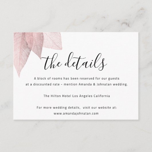 Informatie Kaart over bruiloft — wit (Voorkant)