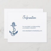Informatie Nautische Bruiloft Kaart | Anker blauw (Voorkant / Achterkant)