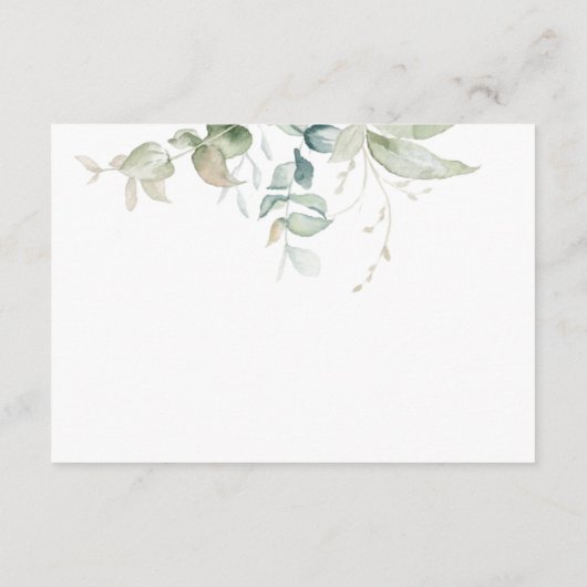 Informatie of andere, Elegante groene bruiloft Informatiekaartje (Achterkant)