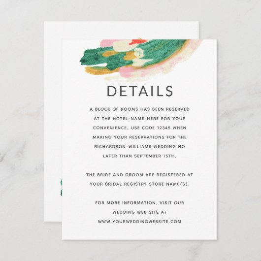 Informatie over Abstract huwelijk met moderne kuns Informatiekaartje (Voorkant / Achterkant)