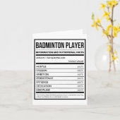 Informatie over Badminton Player en voedingsfactor Kaart (Gele Bloem)