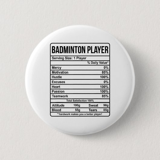 Informatie over Badminton Player en voedingsfactor Ronde Button 5,7 Cm (Voorkant)