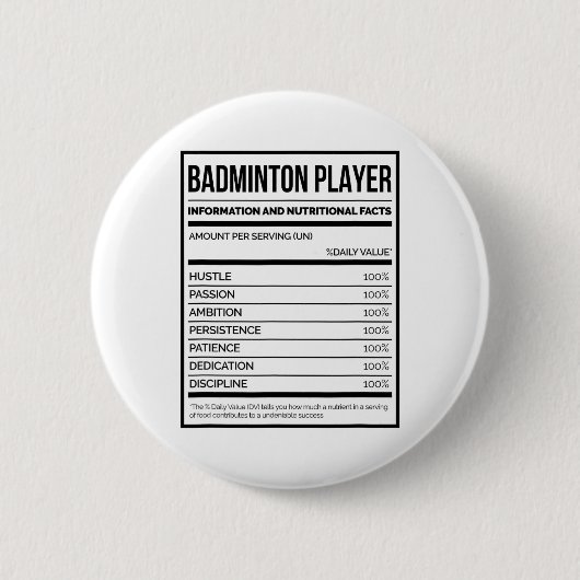 Informatie over Badminton Player en voedingsfactor Ronde Button 5,7 Cm (Voorkant)