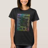 Informatie over Badminton Player en voedingsfactor T-shirt (Voorkant)