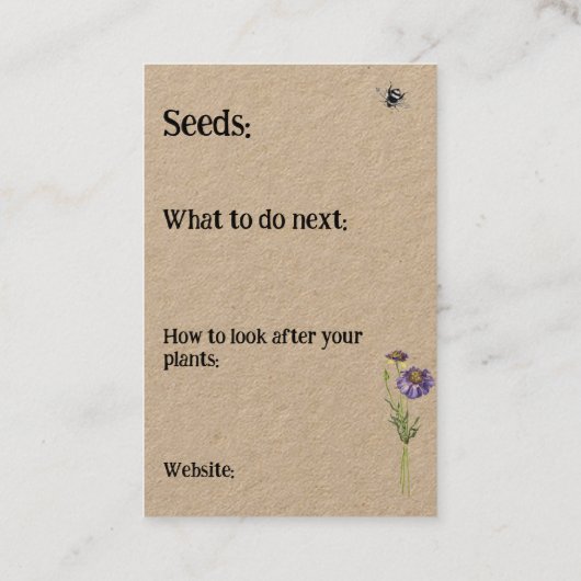 Informatie over bedrijfsmatige groeizaad - Sla de  Visitekaartje (Achterkant)