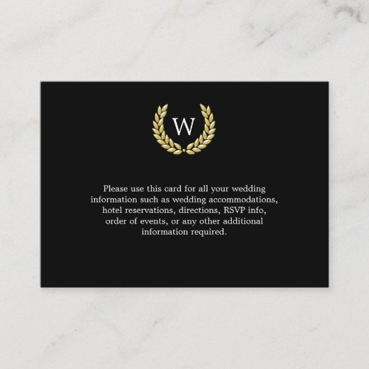 Informatie over Black Gold Laurel Wedding Informatiekaartje (Voorkant)