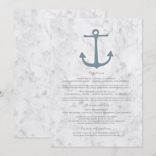 Informatie over blauwe bijtende anchor bruiloft kaart (Voorkant / Achterkant)