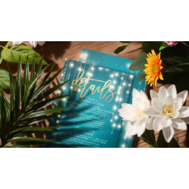 Informatie over blauwgroen Gold String Lights Wedd Informatiekaartje