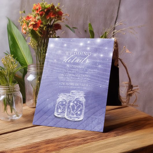 Informatie over bruiloft Mason Jar String Light Informatiekaartje