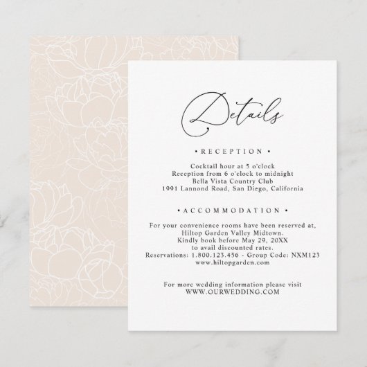 Informatie over bruiloft over e-mailberichten voor informatiekaartje (Voorkant / Achterkant)