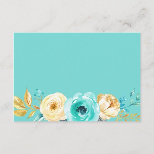 Informatie over Chic Turquoise Gold Floral Wedding Informatiekaartje (Achterkant)