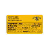 Informatie over de amberhoningvoeding en de bijent etiket (Voorkant)