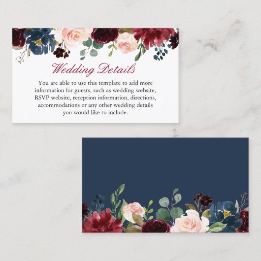 Informatie over de bruinkoolbruiloft van de Rode m Visitekaartje (Voorkant / Achterkant)