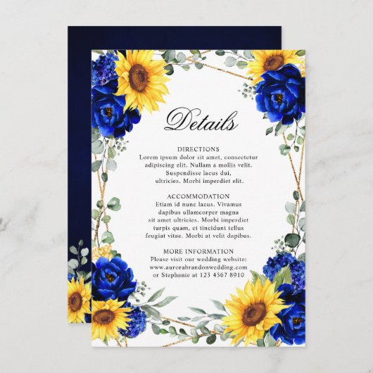 Informatie over de koninklijke blauwe zonnebloem - informatiekaartje (Voorkant / Achterkant)