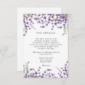 informatie over de lavender boho floral bruiloft informatiekaartje (Voorkant / Achterkant)