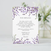 informatie over de lavender boho floral bruiloft informatiekaartje (Staand voorkant)