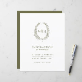 Informatie over de olijfgroene monogram bruiloft