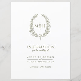 Informatie over de olijfgroene monogram bruiloft