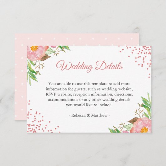 Informatie over de waterverf over het bleekroze hu informatiekaartje (Voorkant / Achterkant)