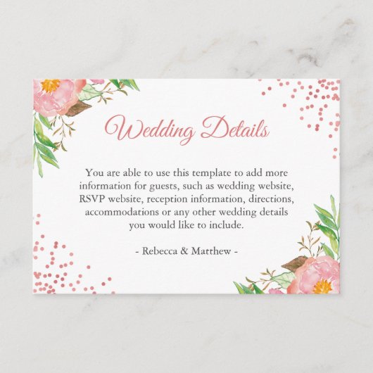 Informatie over de waterverf over het bleekroze hu informatiekaartje (Voorkant)