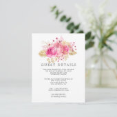 Informatie over de Waterverf van roze en gouden Ro Informatiekaartje (Staand voorkant)