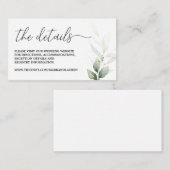 Informatie over de website Simple Greenery Wedding Informatiekaartje (Voorkant / Achterkant)