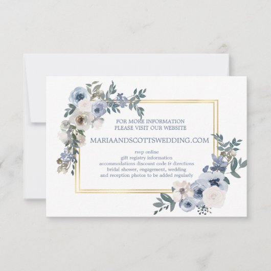 Informatie over de website van de Stusty Blue Grey RSVP Kaartje (Voorkant)