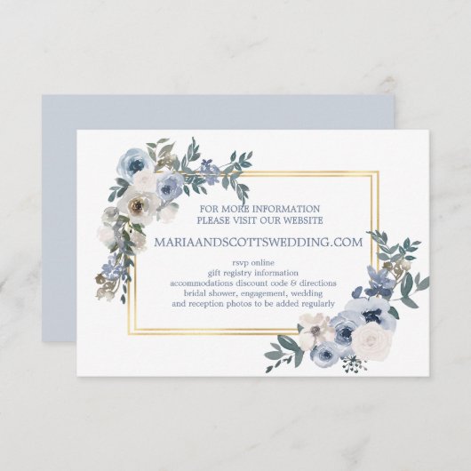 Informatie over de website van de Stusty Blue Grey RSVP Kaartje (Voorkant / Achterkant)