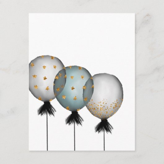 Informatie over de zwarte en goudballonbruiloft informatiekaartje (Achterkant)