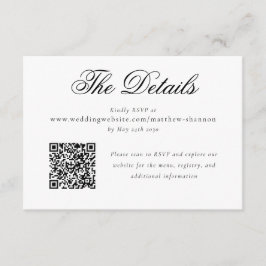 Informatie over Elegant Script Black White Wedding Informatiekaartje