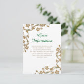 Informatie over Emerald and Gold Wedding Guest Informatiekaartje (Staand voorkant)