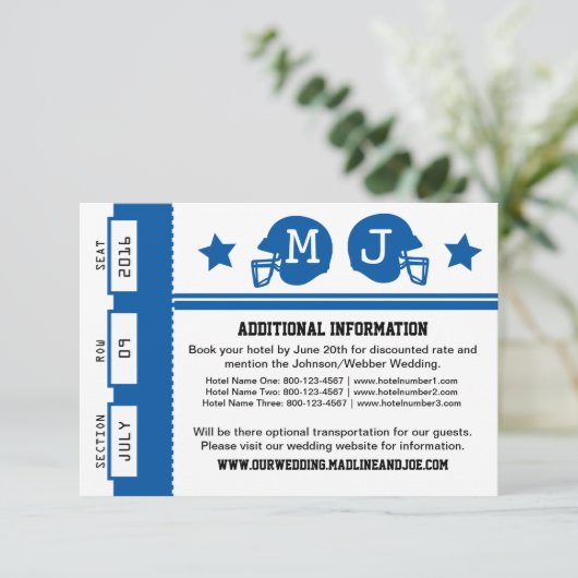 Informatie over football Ticket Weddenschap Informatiekaartje (Staand voorkant)