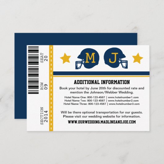 Informatie over football Ticket Weddenschap Informatiekaartje (Voorkant / Achterkant)